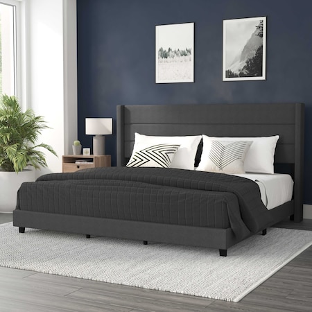 Flash Furniture Charcoal Queen Platform Bed with Headboard YK-1078-CHAR-K-GG